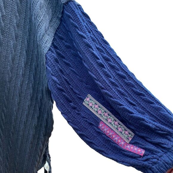 Pol Long Open Front Cardigan Kimono Knitted Navy Gray‎ Boho Embroidery SMJ368C - Picture 5 of 13